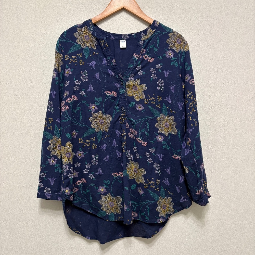 Old Navy Popover Tunic - Navy Floral, L